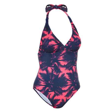 Badeanzug Surfen Damen im Nacken zu binden Clea Poly rosa/dunkelblau