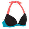 Women's push-up swimsuit top with fixed padded cups ELENA COLORBLOCK