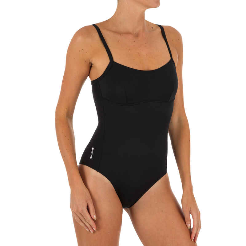 Traje de baño Mujer Surf Olaian Cloe Negro Espalda en X o en U - Decathlon