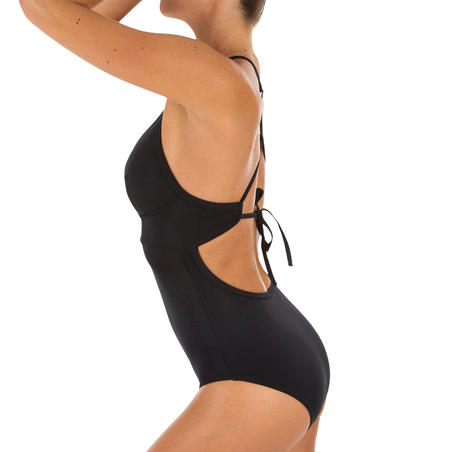 Crni jednodelni kupaći kostim s prilagodljivim leđnim delom BEA