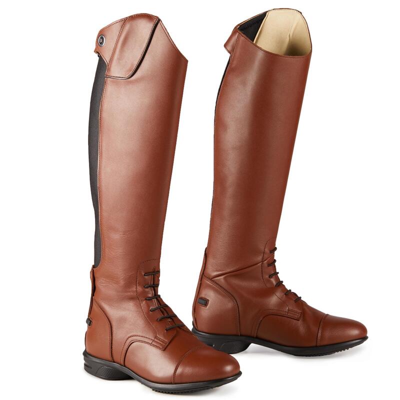 Bottes cuir équitation adulte 900 JUMP SECOND CHOIX mollet S marron