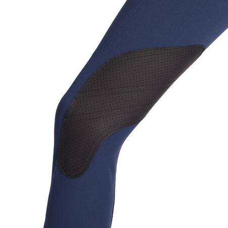 Kids' Horse Riding Lightweight Mesh Jodhpurs with Grippy Suede Patches 500 - Dark Blue