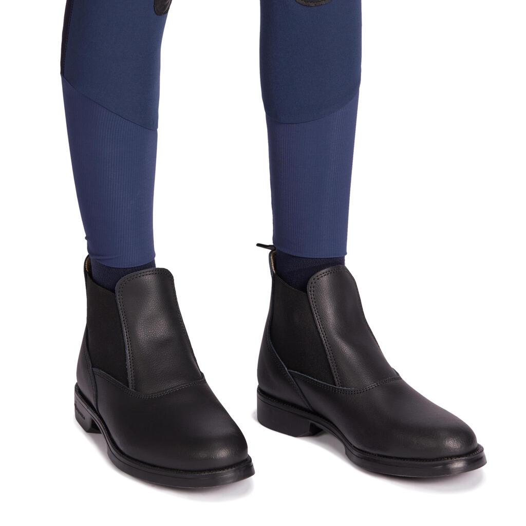 Pantalone za jahanje 500 mrežaste lagane s lepljivim zakrpama dečje - bež