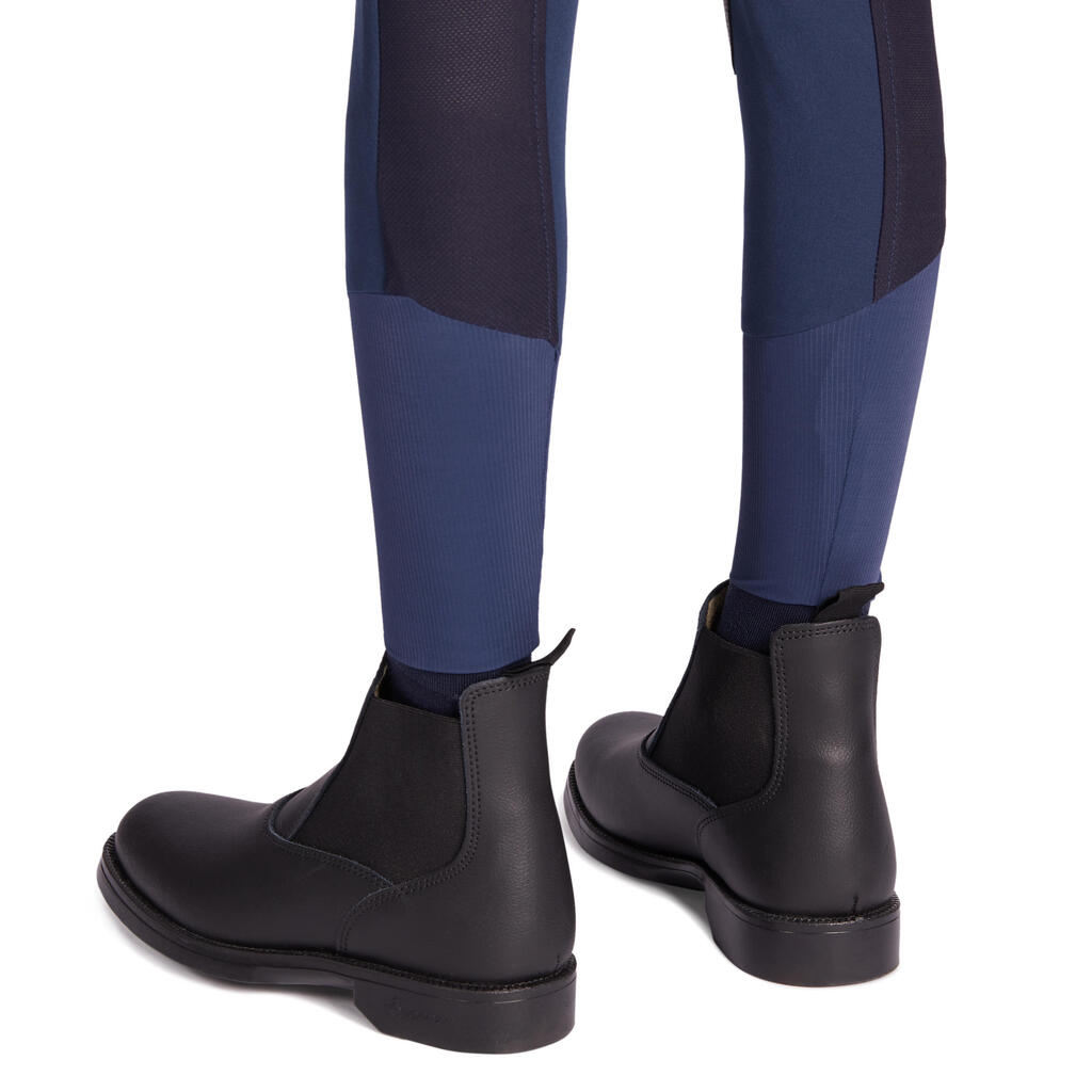 Pantalón de equitación júnior 500 MESH azul turquesa y marino