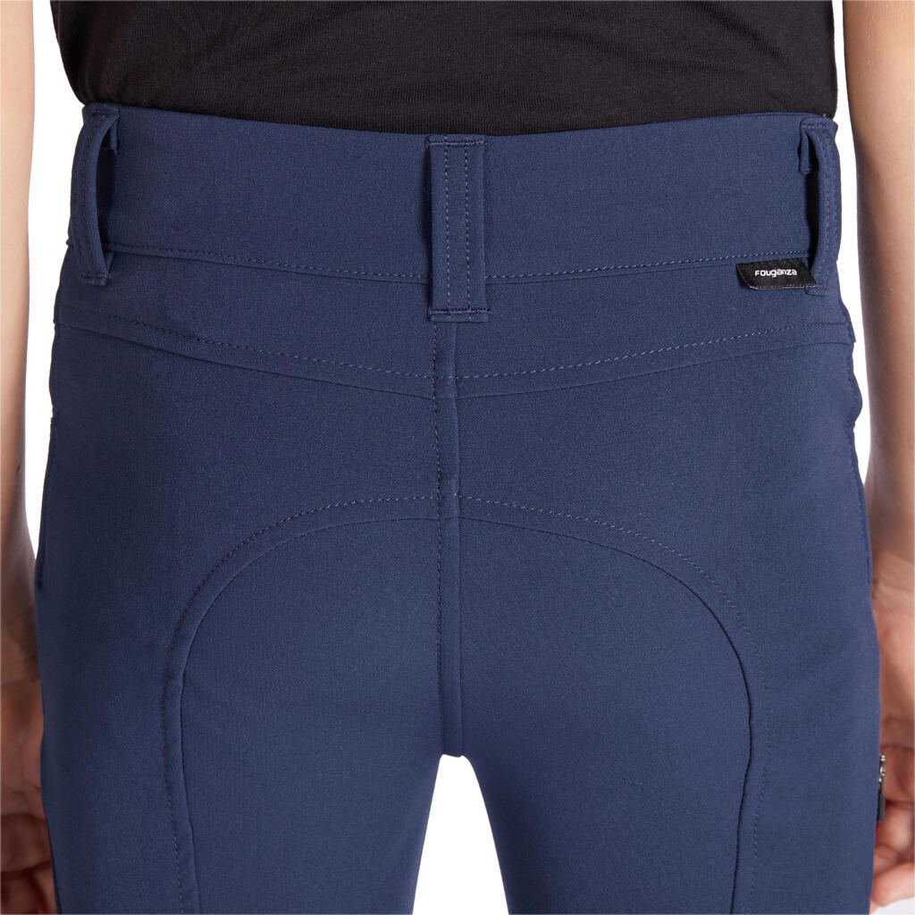 Pantalone za jahanje 500 mrežaste lagane s lepljivim zakrpama dečje - bež