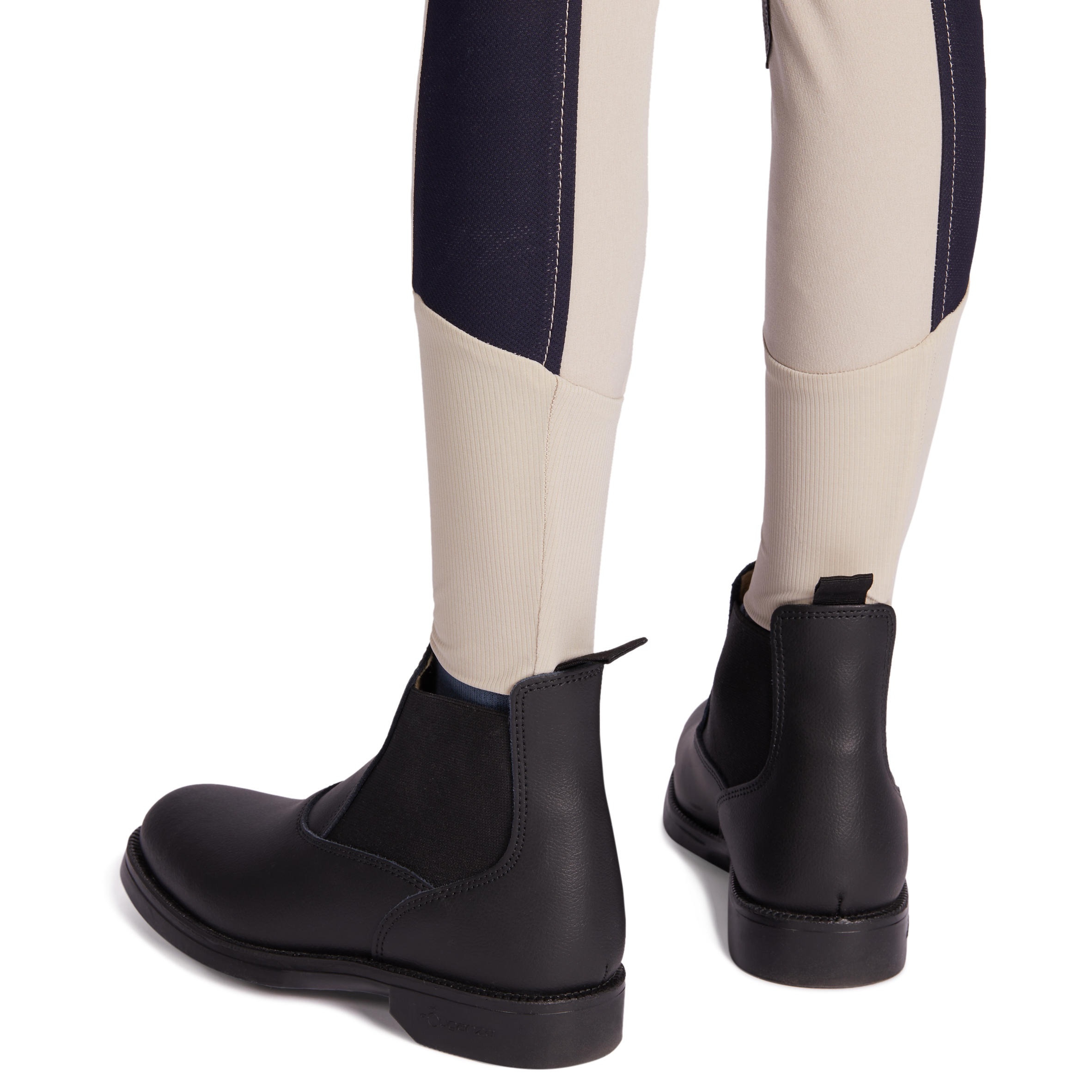 Lichte rijbroek voor kinderen 500 mesh antislip zitvlak beige 13/14