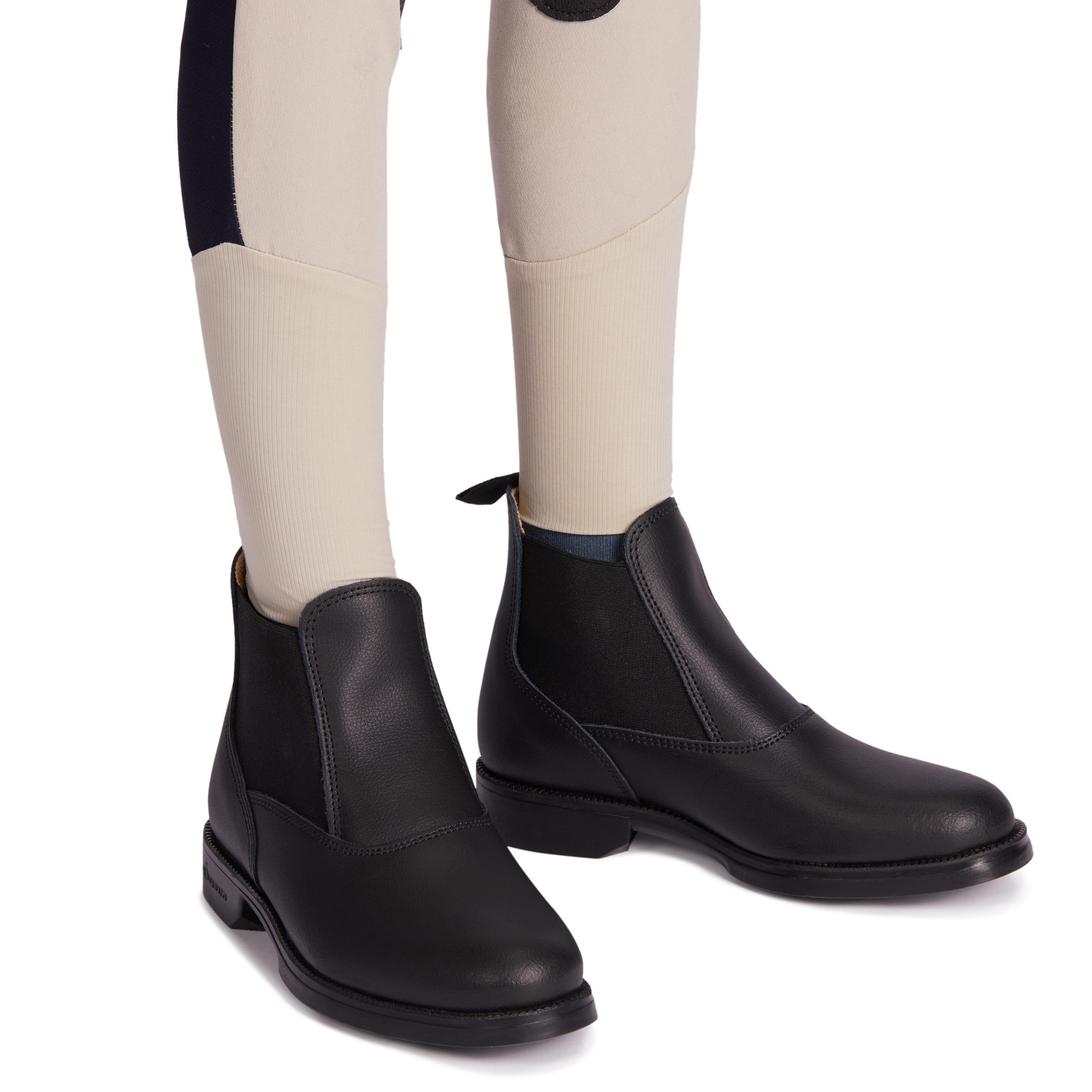 Lichte rijbroek voor kinderen 500 mesh antislip zitvlak beige 12/14
