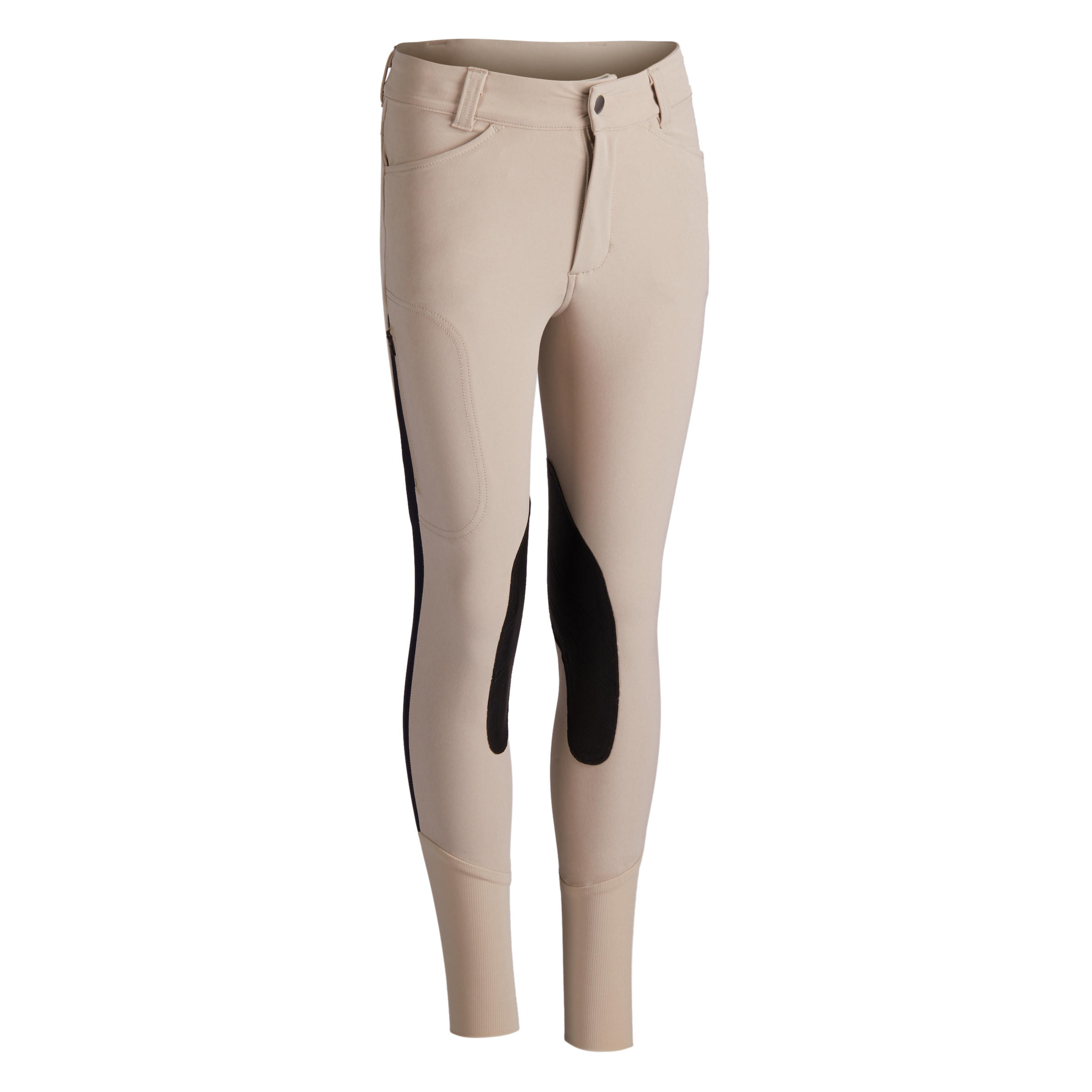 Lichte rijbroek voor kinderen 500 mesh antislip zitvlak beige 2/14