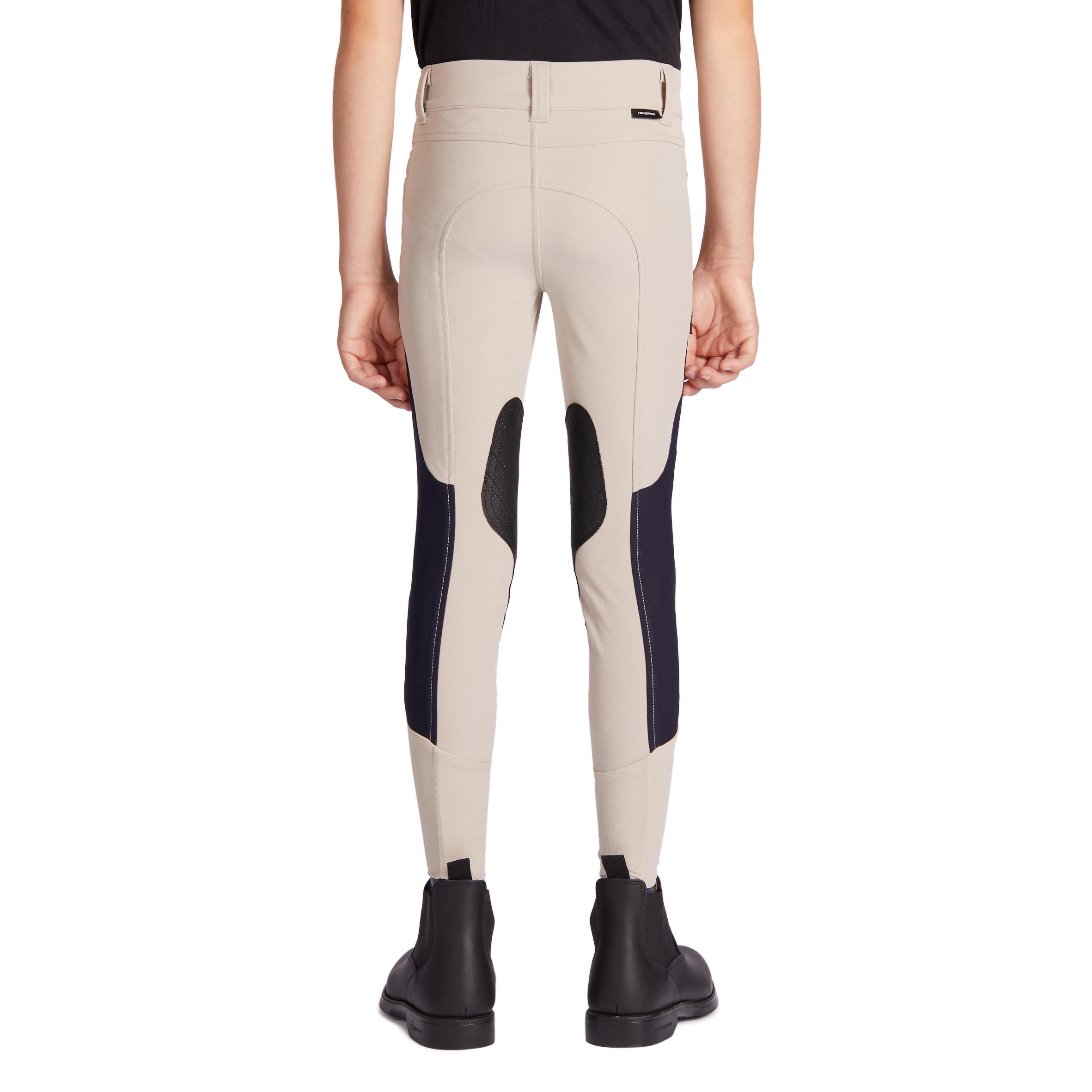 Lichte rijbroek voor kinderen 500 mesh antislip zitvlak beige 6/14