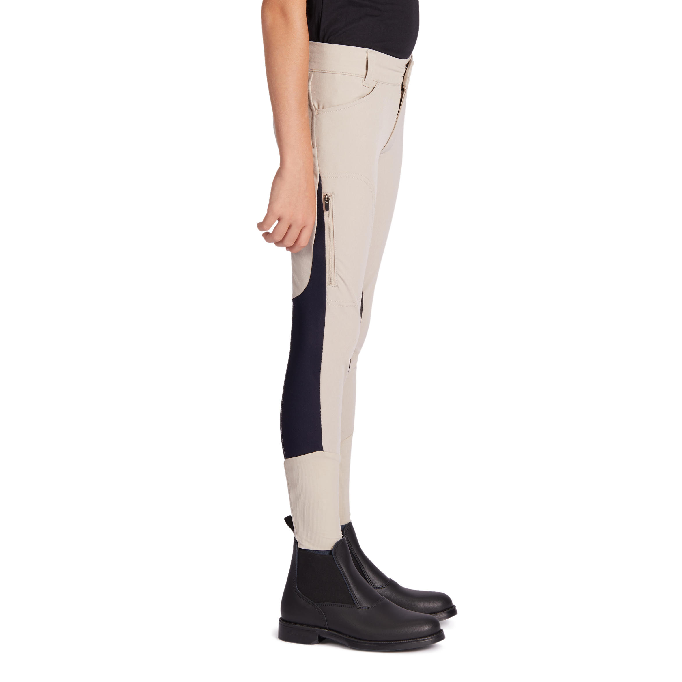 Lichte rijbroek voor kinderen 500 mesh antislip zitvlak beige 5/14