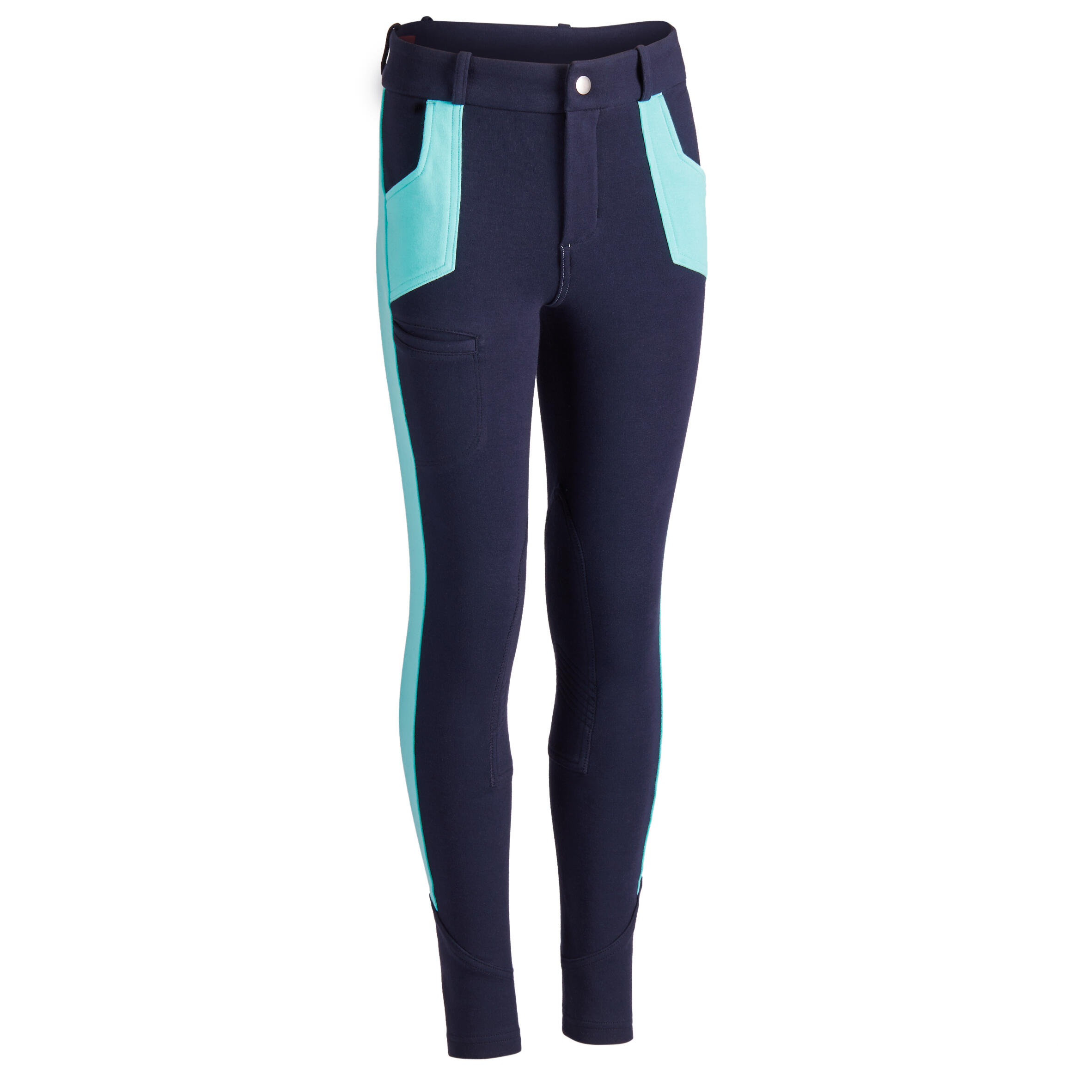 Pantalon équitation Enfant 120 Marine Et Turquoise Fouganza Decathlon