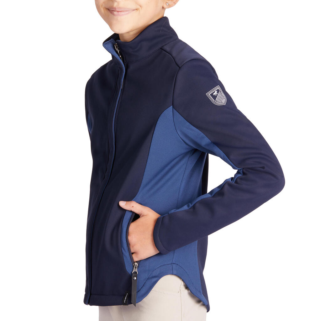 500 Children's Horse Riding Softshell Jacket - Navy/Blue