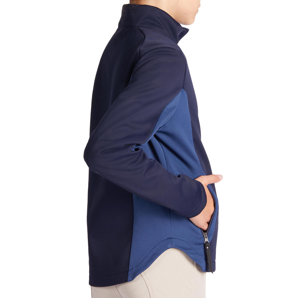 500 Children's Horse Riding Softshell Jacket - Navy/Blue