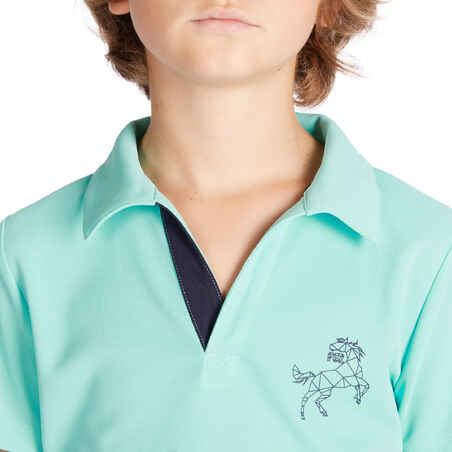Horse Riding Short-Sleeved Polo Shirt 500 - Turquoise