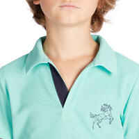 Reit-Poloshirt 500 Mesh Kinder türkis/marineblau