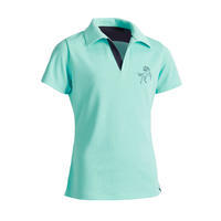 חולצת פולו לרכיבה דגם 500 לילדים - צבע טורקיז/כחול צי