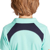 500 Mesh Kids' Short-Sleeved Horseback Riding Polo Shirt - Turquoise/Navy
