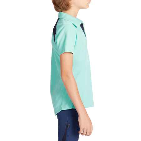 Reit-Poloshirt 500 Mesh Kinder türkis/marineblau