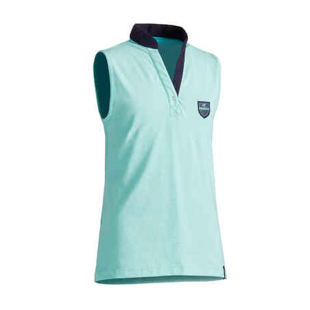 100 Girls' Horse Riding Tank Top - Turquoise/Navy