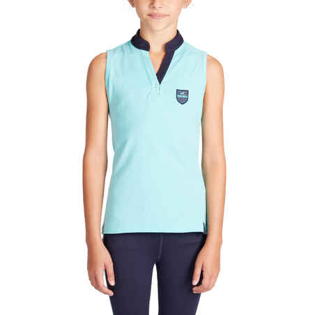 100 Girls' Horse Riding Tank Top - Turquoise/Navy