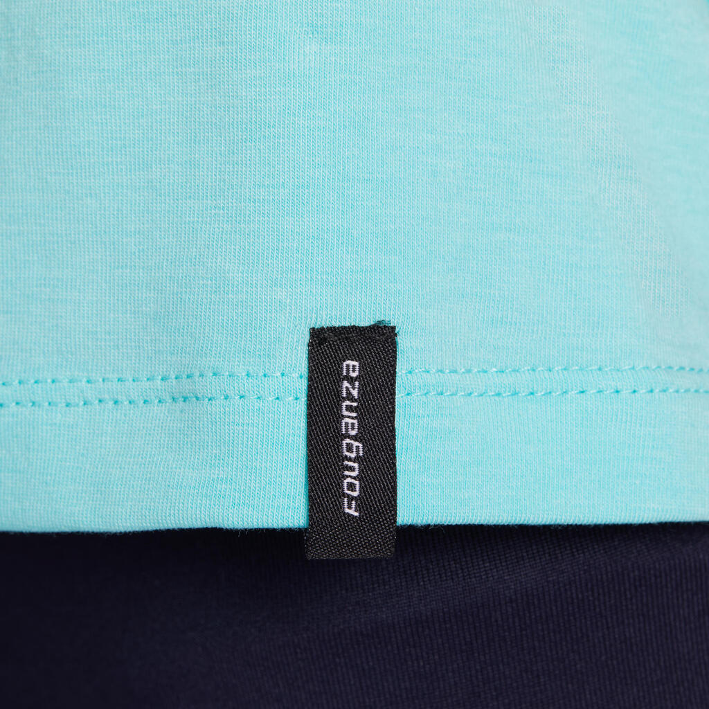 Reitshirt ärmellos 100 Kinder türkis/marineblau