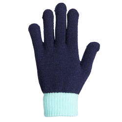 Gants équitation enfant TRICOT marine et turquoise picots silicone