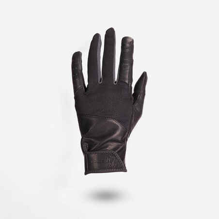 Women's Horse Riding Leather Gloves 960 - Black