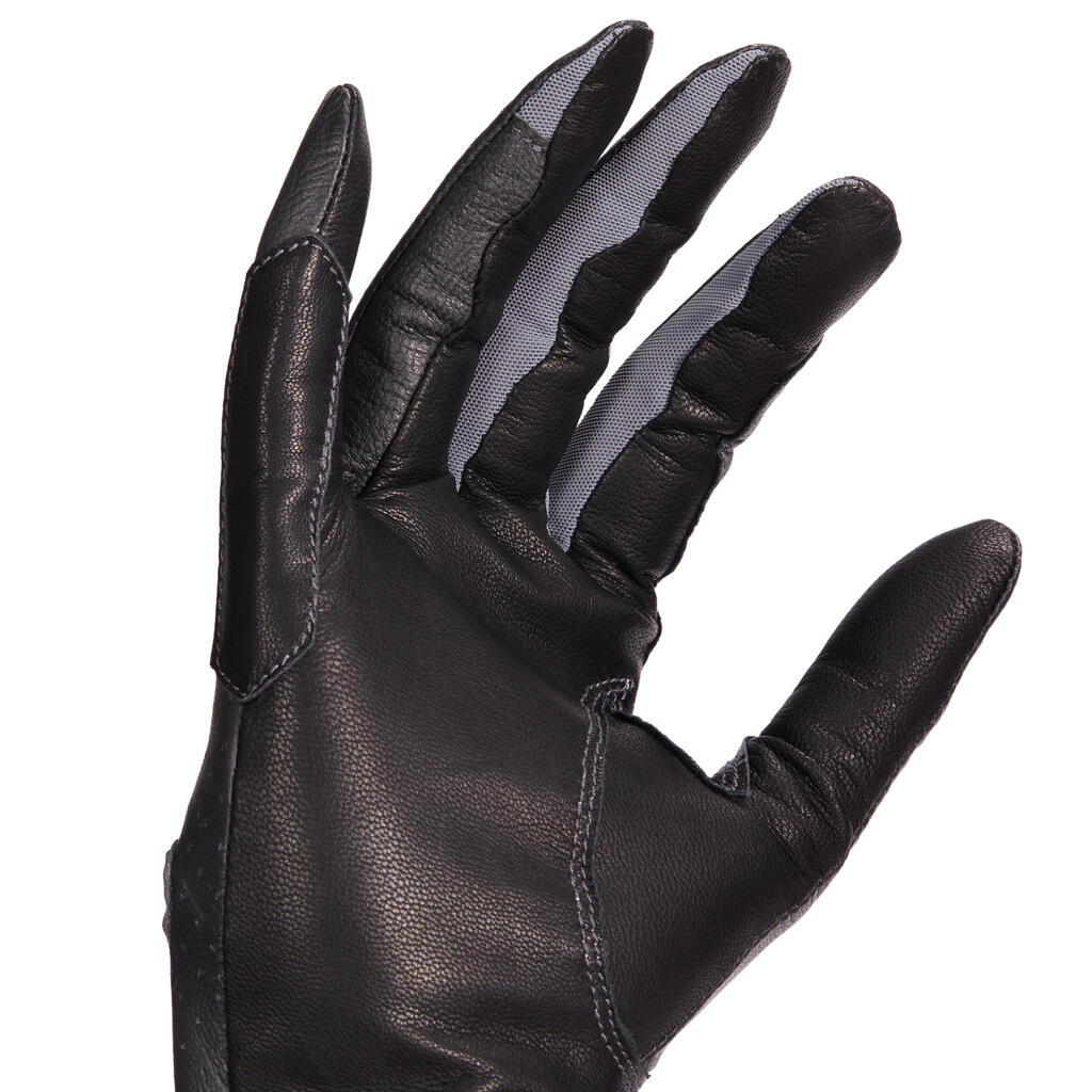 Women's Horse Riding Leather Gloves 900 - Black