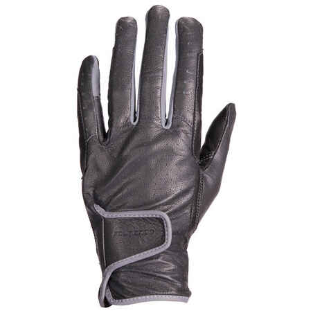 Women's Horse Riding Leather Gloves 900 - Black