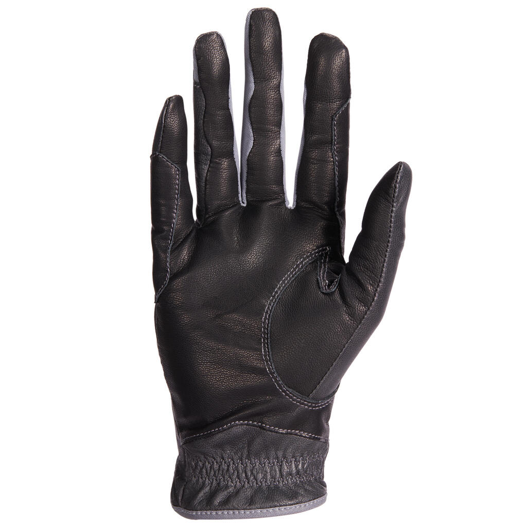 Women's Horse Riding Leather Gloves 900 - Black