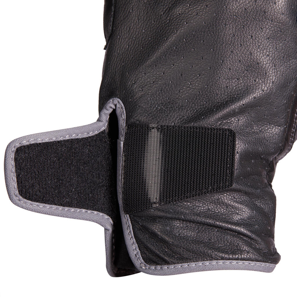 Women's Horse Riding Leather Gloves 900 - Black