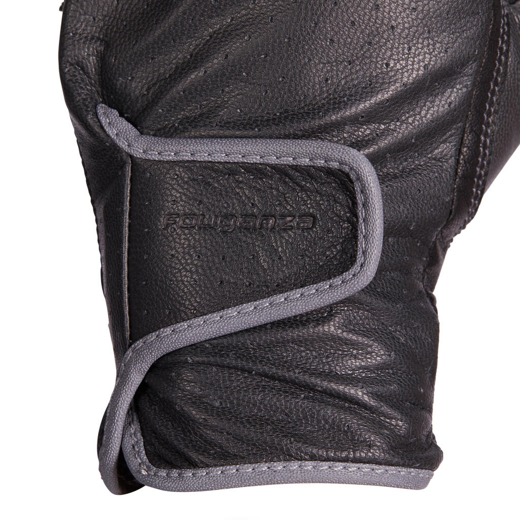 Women's Horse Riding Leather Gloves 900 - Black