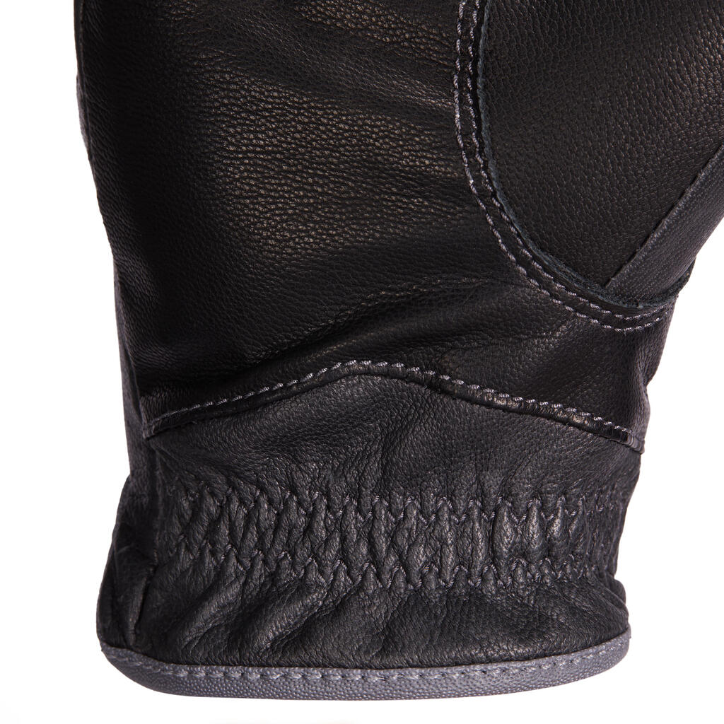 Women's Horse Riding Leather Gloves 900 - Black