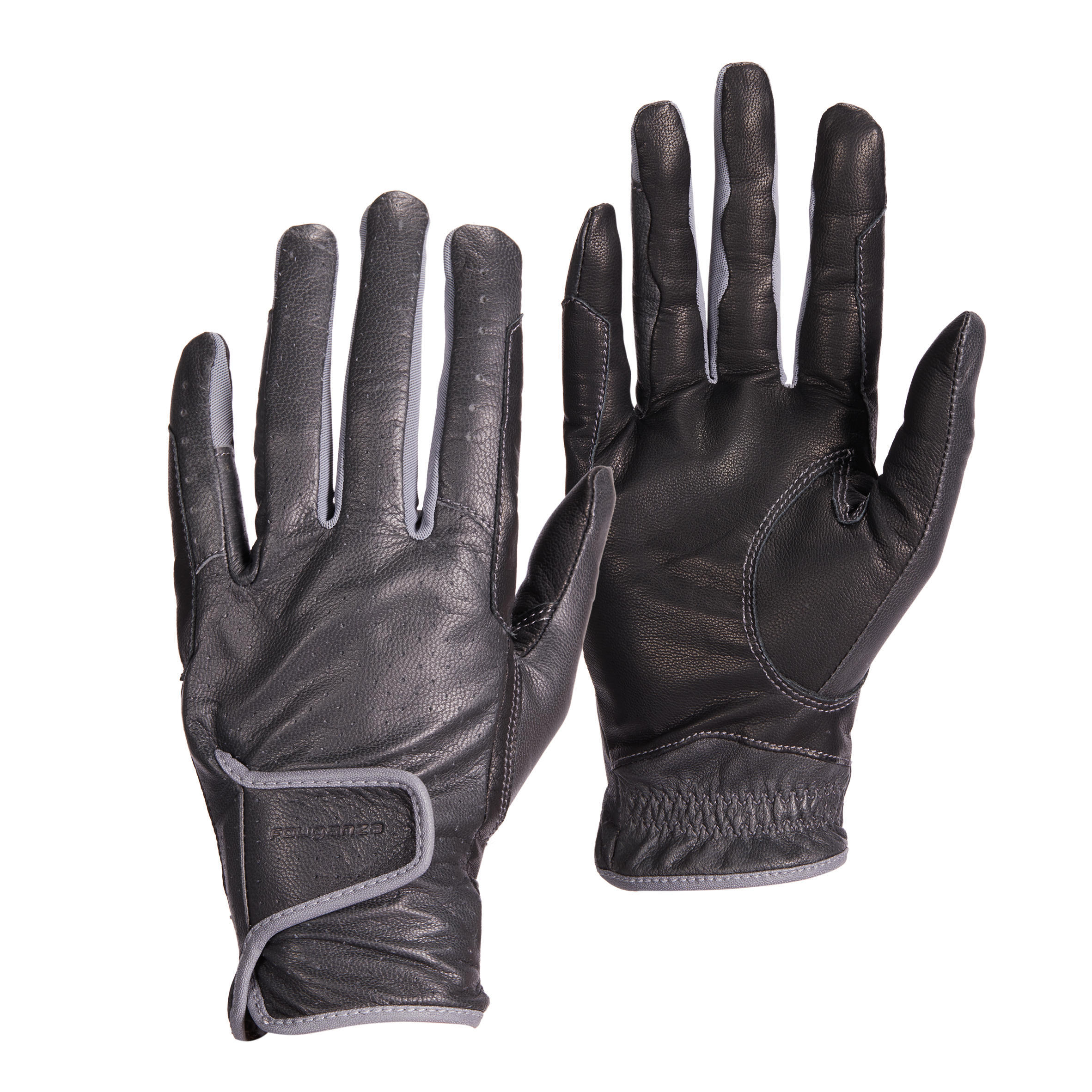 Women's Horse Riding Leather Gloves 900 - Black 3/7