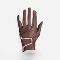 Women's Horse Riding Leather Gloves 900 - Brown