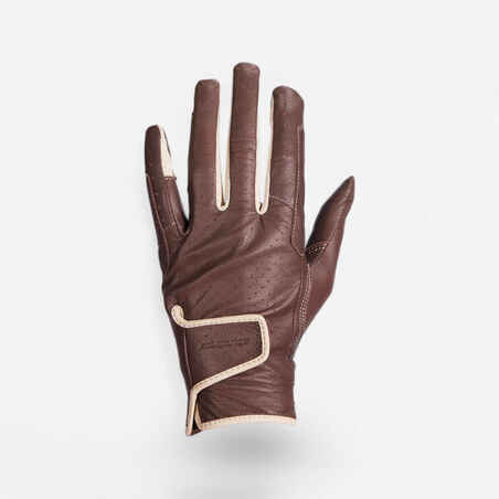Women's Horse Riding Leather Gloves 900 - Brown