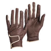 Women's Horse Riding Leather Gloves 900 - Brown