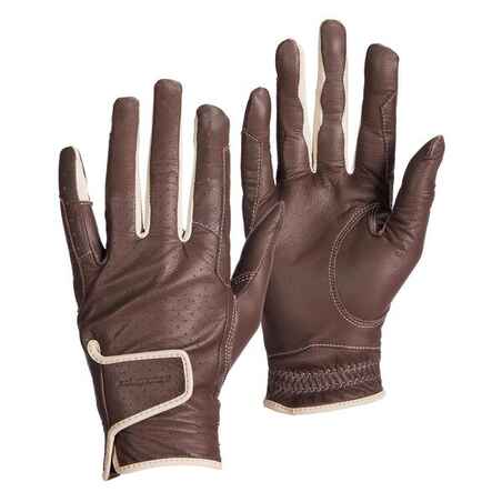 Women's Horse Riding Leather Gloves 900 - Brown