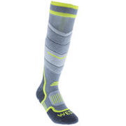 SKIJAŠKE ČARAPE 300 DJEČJE FLUORESCENTNO ŽUTE/SIVE