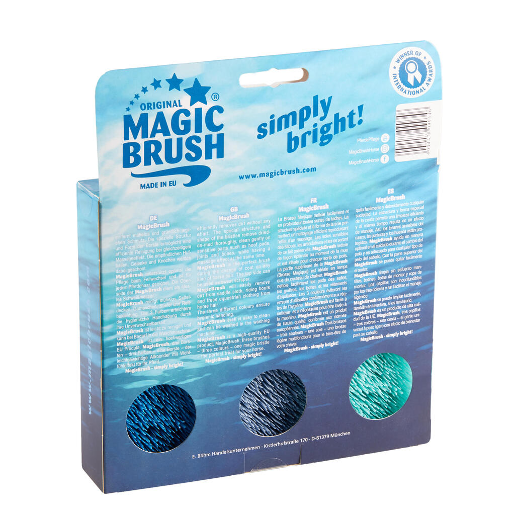 Jazdecká kefa Magic Brush, tyrkysová, fialová a modrá, 3 ks