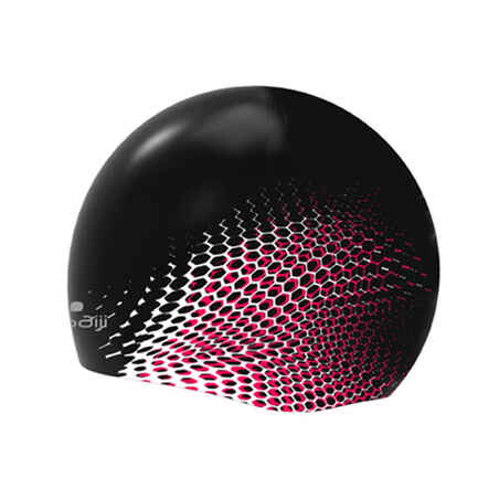900 moulded SILICONE  SWIMMING CAP BLACK WHITE RED