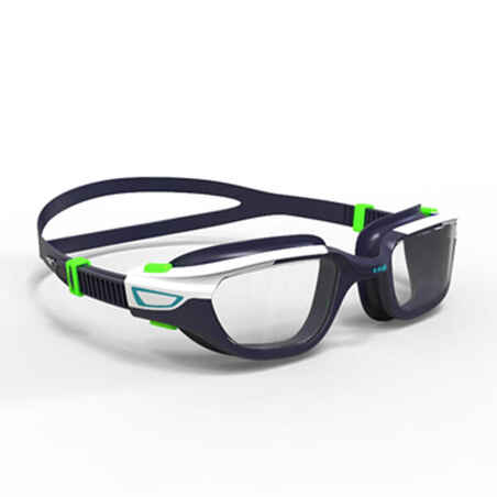 SWIMMING GOGGLES 500 SPIRIT SIZE L BLUE GREEN CLEAR LENSES
