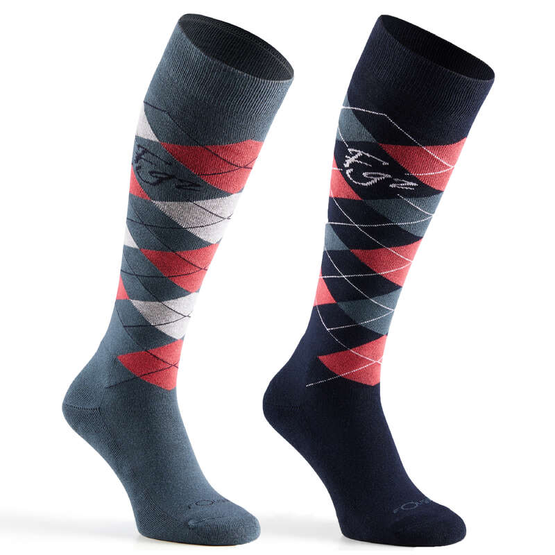 ADULT RIDING SOCKS Horse Riding - Losanges Socks FOUGANZA - Horse Riding