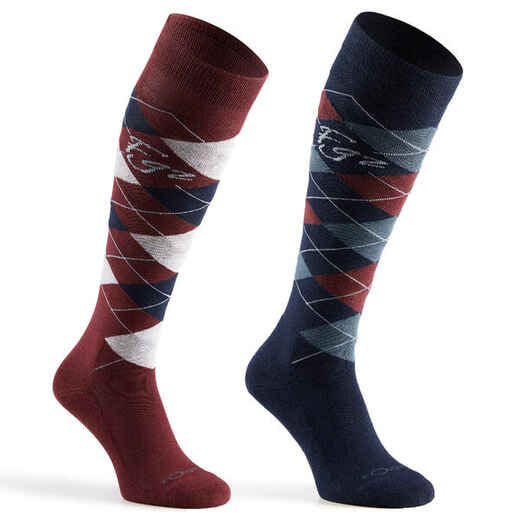 
      Argyle Adult Horse Riding Socks - Navy/Burgundy
  