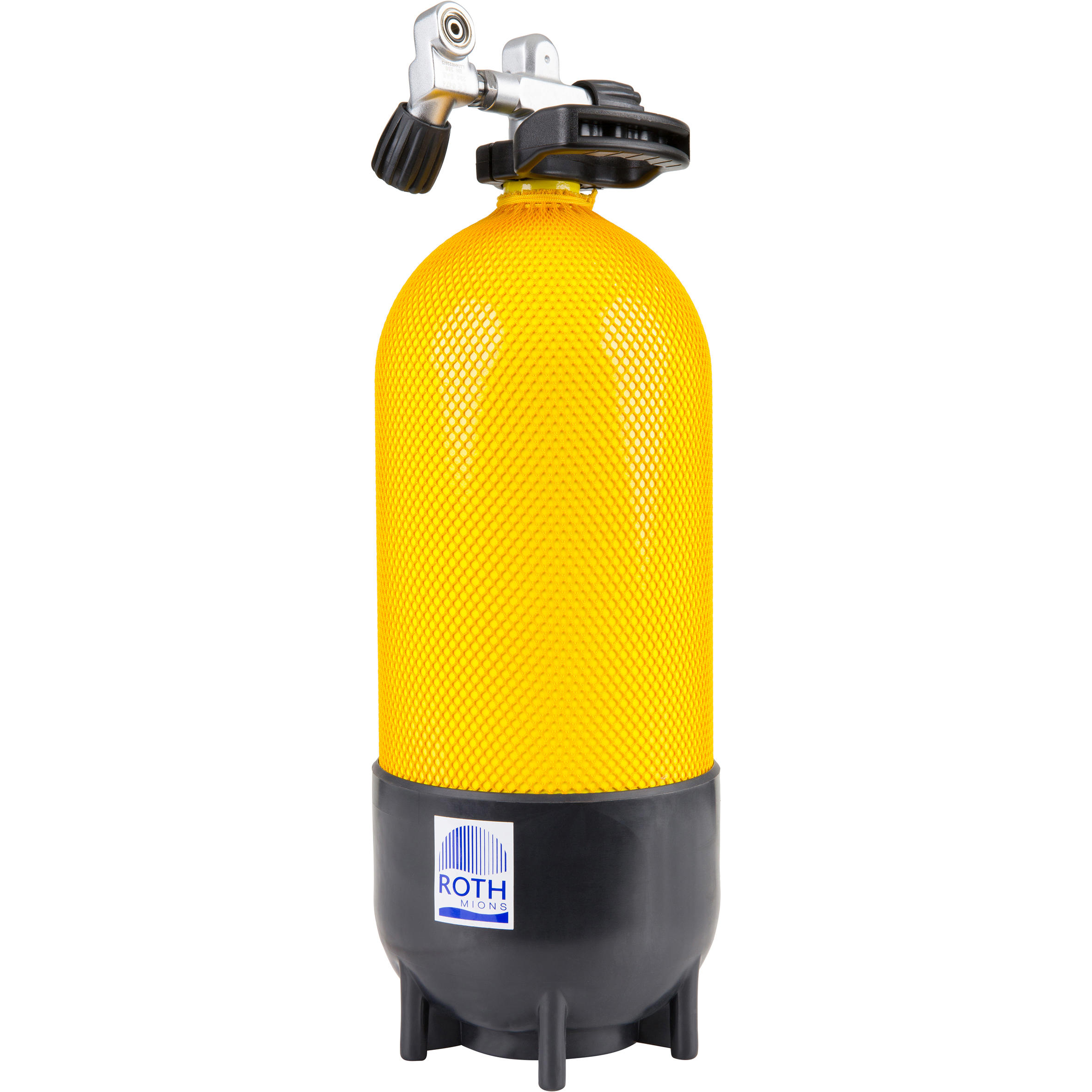 Duikfles voor diepzeeduiken 12 liter kort 230 bar geel 3/8