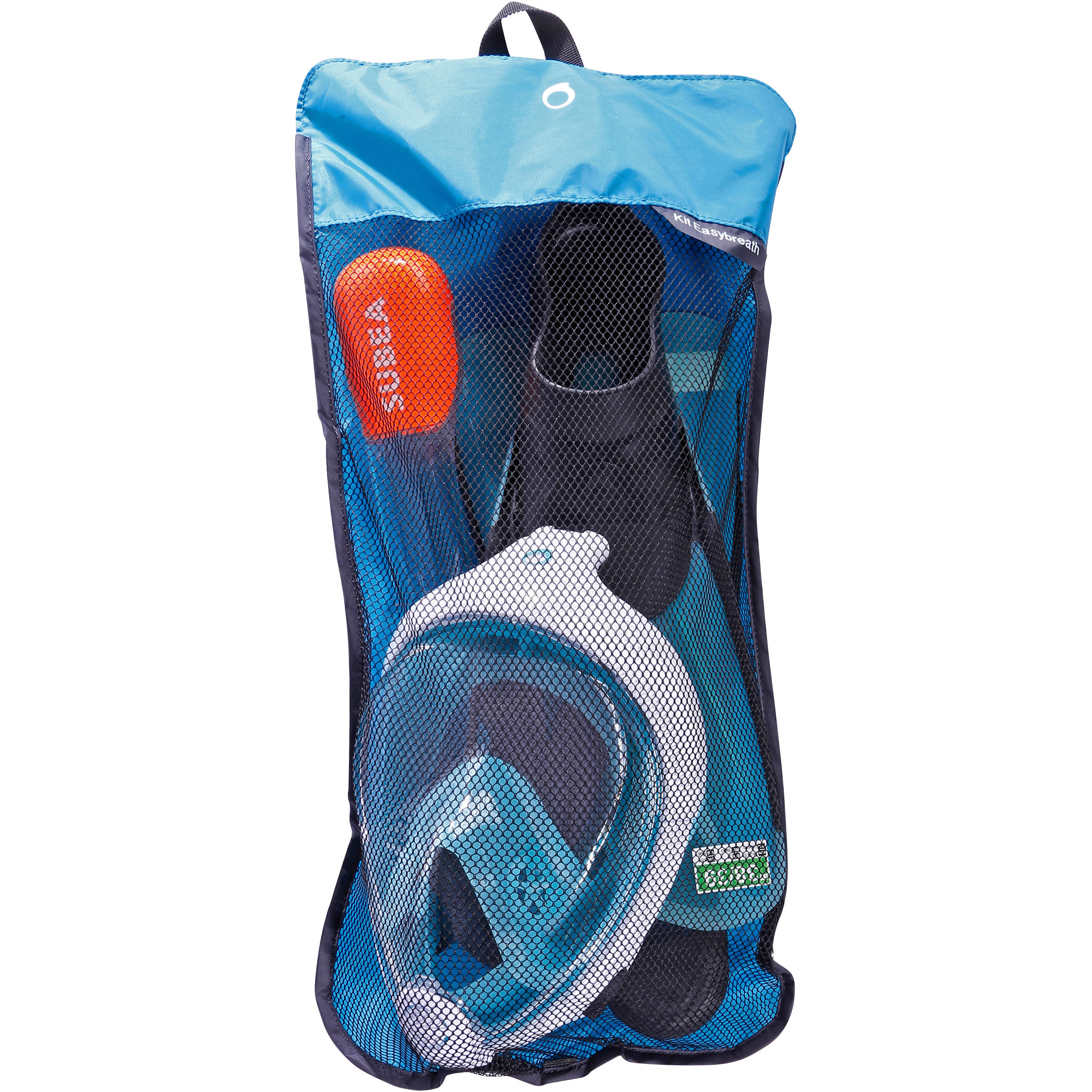 Easybreath Mask and Fins Snorkelling Set - Turquoise Blue Black 12/12