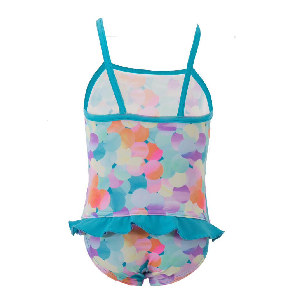 Light blue baby girl's one-piece Madina printed swimsuit