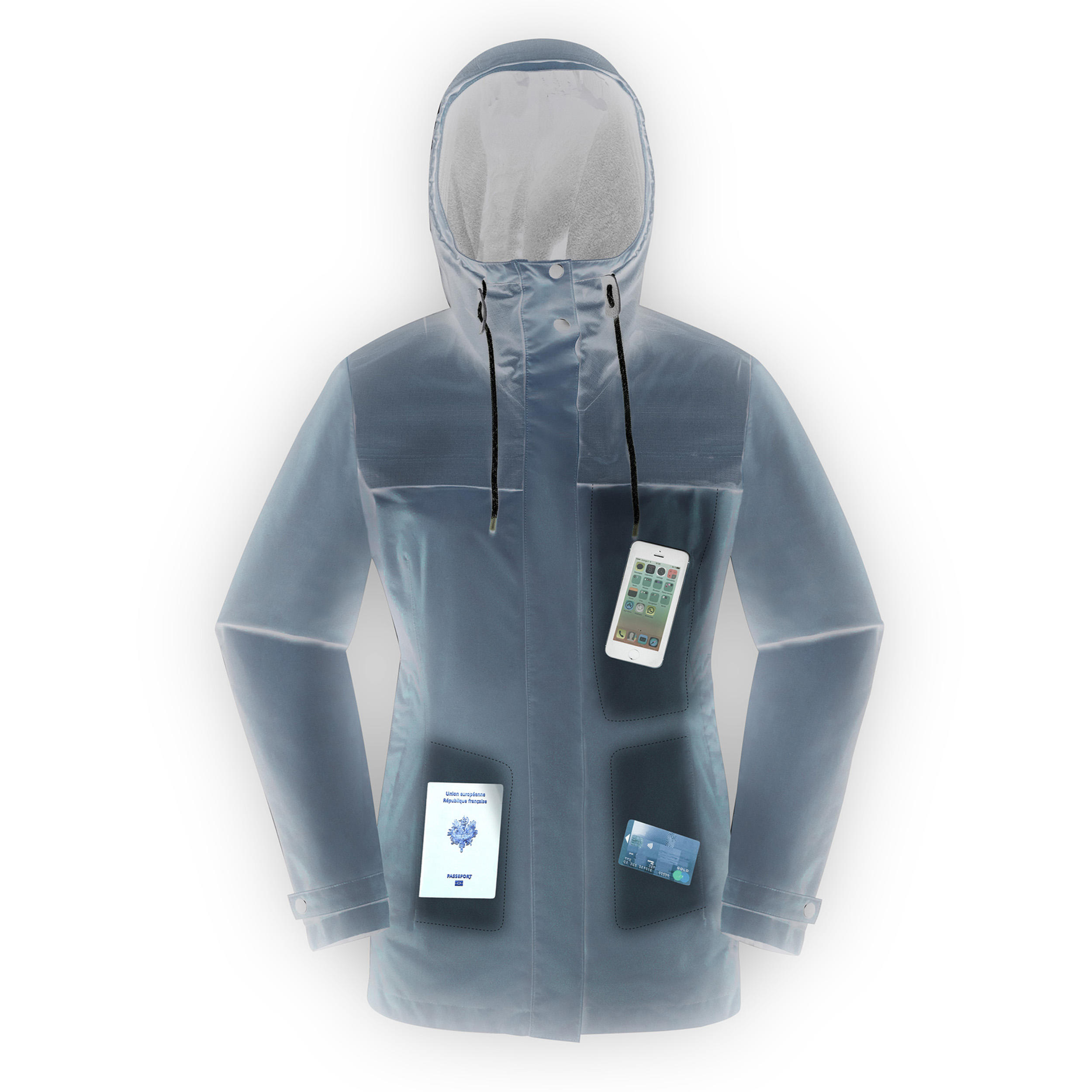Veste 3en1 trekking voyage TRAVEL 100 femme bleu Decathlon