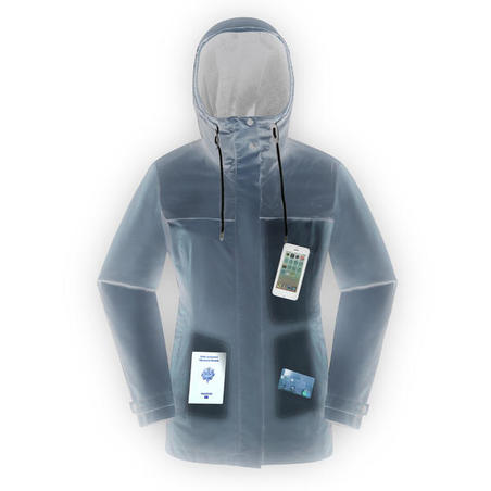 Куртка жіноча Travel 100, 3 в 1, температура комфорту 0°C – Темно-сіра