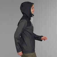 Women's grey 3 in 1 trekking travel jacket TRAVEL 100